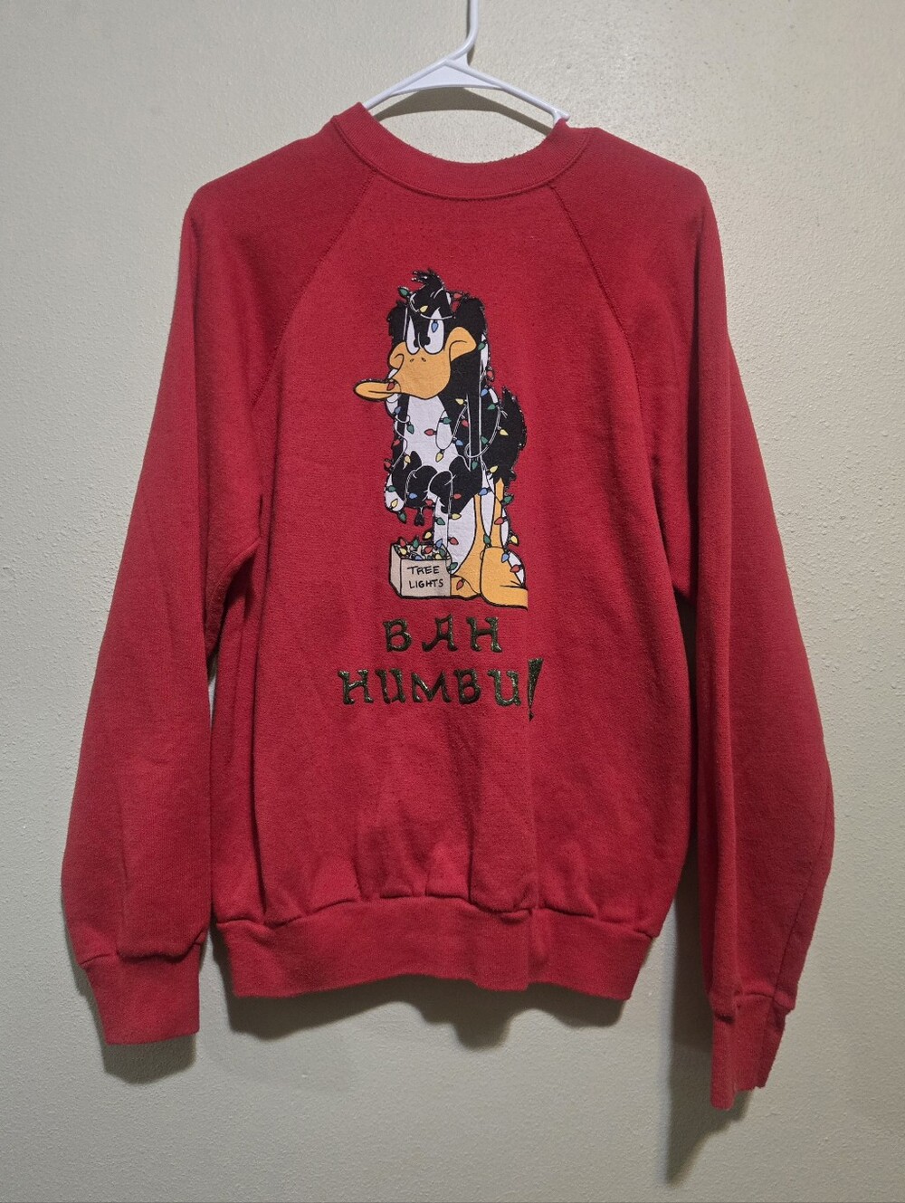 Tultex Red Daffy Duck 'Bah Humbug' Crewneck Sweatshirt